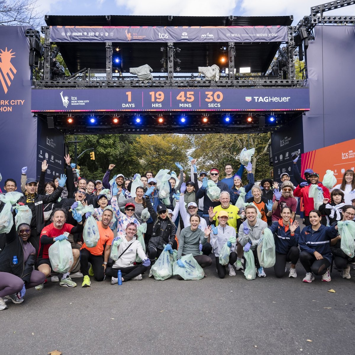 Plogging event as part of TCS New York City Marathon race week