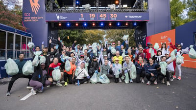 Plogging event as part of TCS New York City Marathon race week
