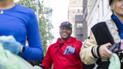 Plogging event as part of TCS New York City Marathon race week