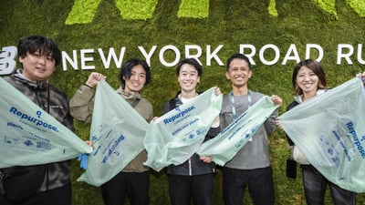 Plogging event as part of TCS New York City Marathon race week