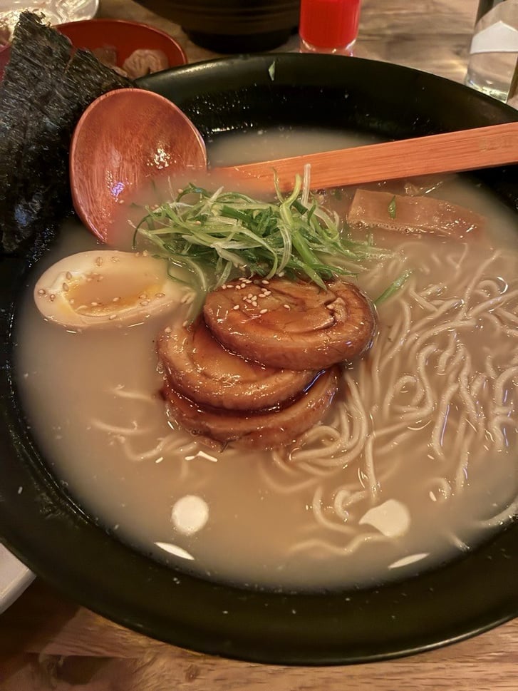 A bowl of tonkatsu ramen at Jin Ramen