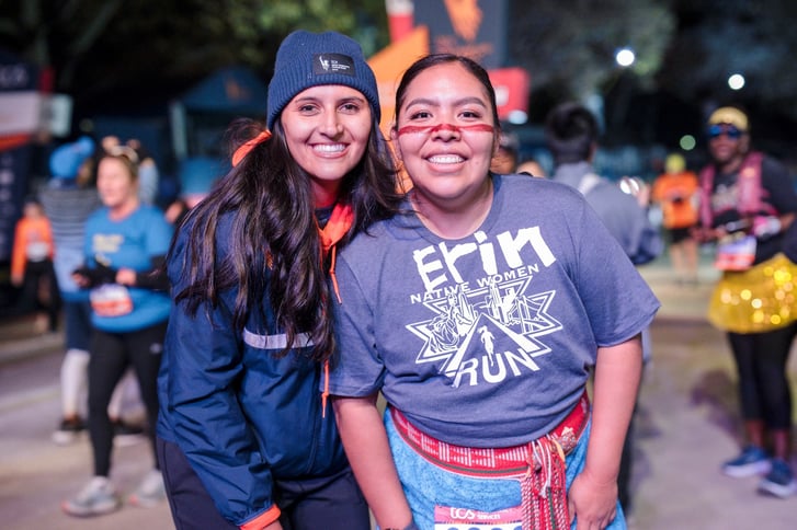 Hope and Erin Tapahe at the finish line of the TCS New York City Marathon.