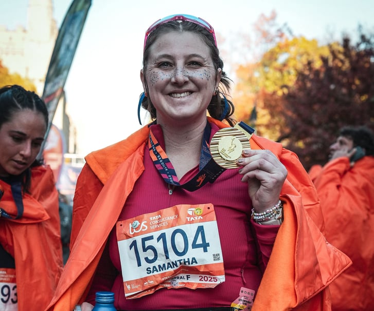 Samantha sweepstakes winner at the TCS New York City Marathon