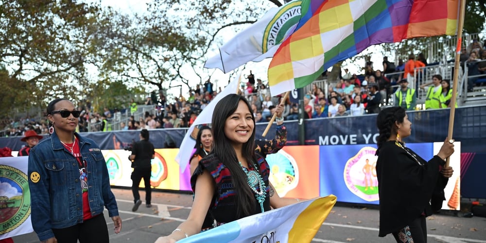 Native American delegation at the marathon opening ceremonies.