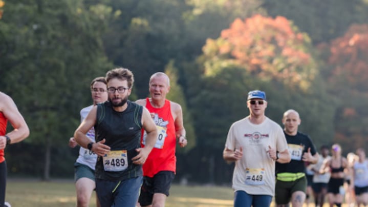 Runners running at the park
