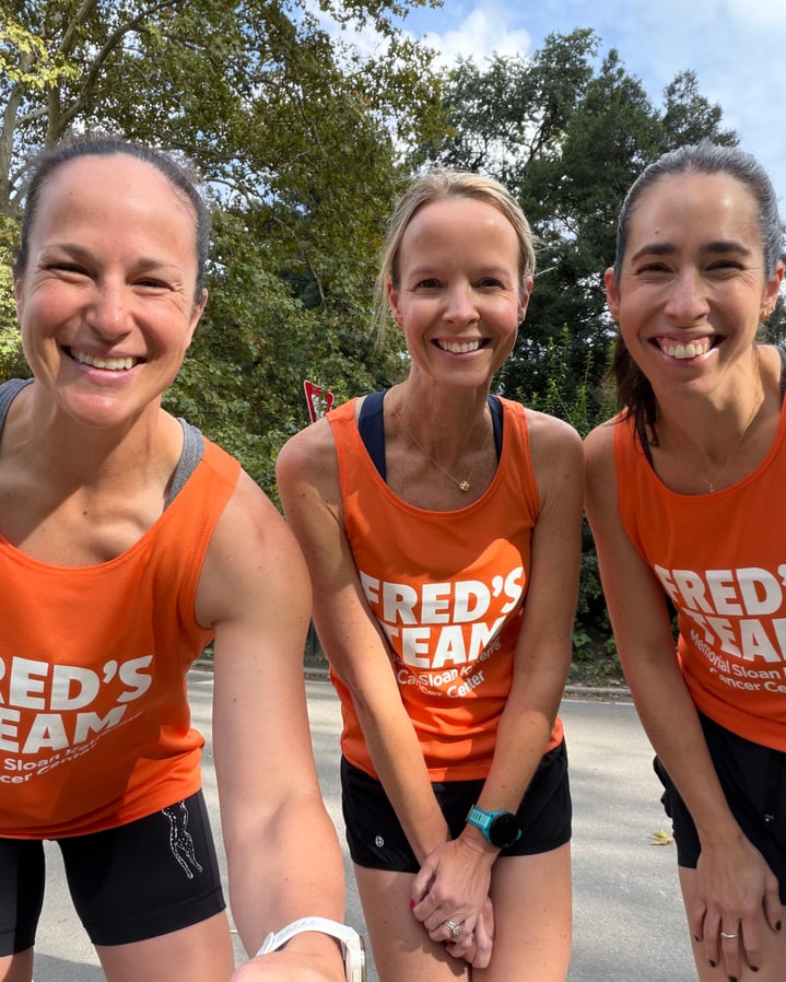 Sheena Lawrick, Sherie Buell, and Laura Lang wearing Fred's Team running tanks