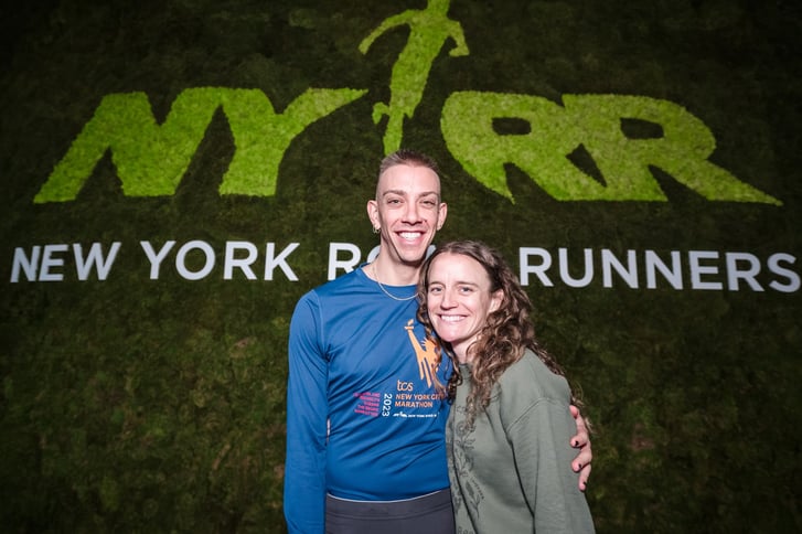 J Solle and Tina Muir at the NYRR RUNCENTER plogging event during the 2025 United Airlines NYC Half race week.