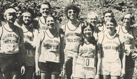 Central Park Track Club black and white team photo from 1972.