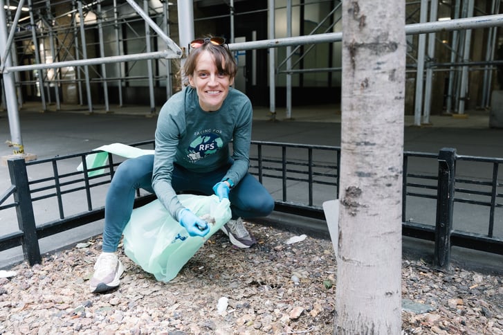 Tina Muir during a plogging event in NYC during United Airlines NYC Half race week.