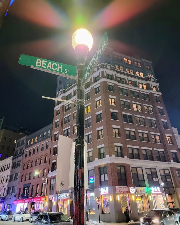 Beach St sign in Boston