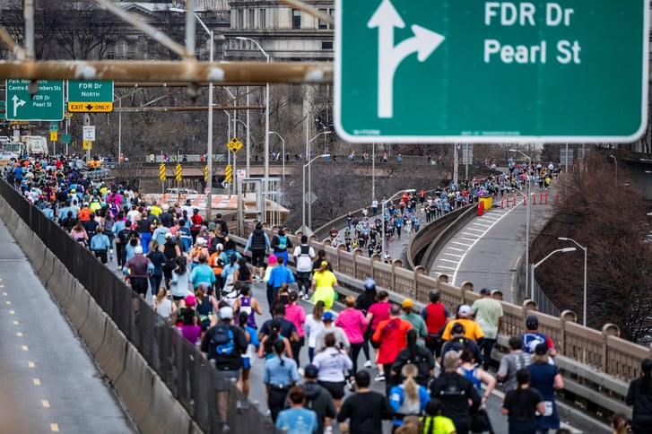 Runners on the FDR Drive at the 2025 United Airlines NYC Half