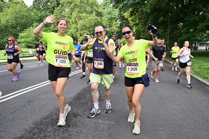 Three runners at 2026 Achilles Hope & Possibility 4M in Central Park J