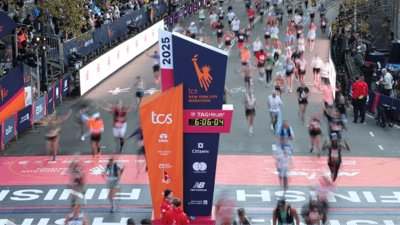TCS New York City Finish Line with Blurred Runners