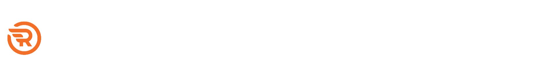 Rising New York Road Runners horizontal logo (orange mark, white lettering)