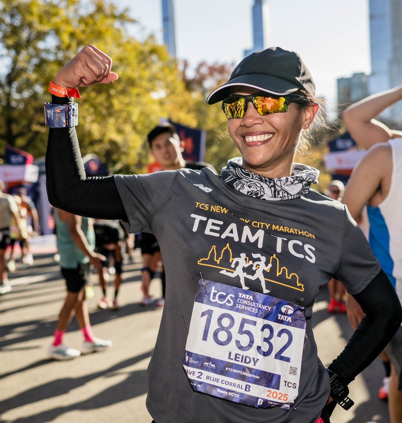Runner for Team TCS at finish line of TCS New York City Marathon