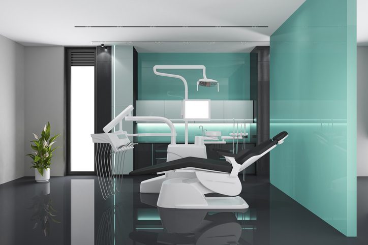 A dental practice reception with an AI system handling patient calls