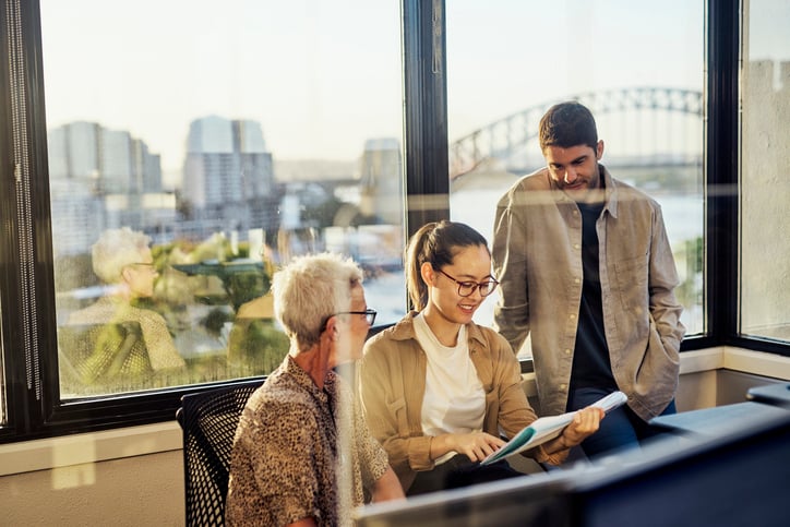 A professional services office with Sydney Harbour Bridge in the background