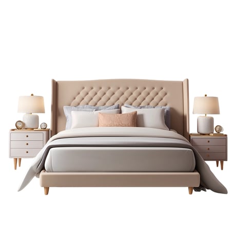 Bed with bedside tables