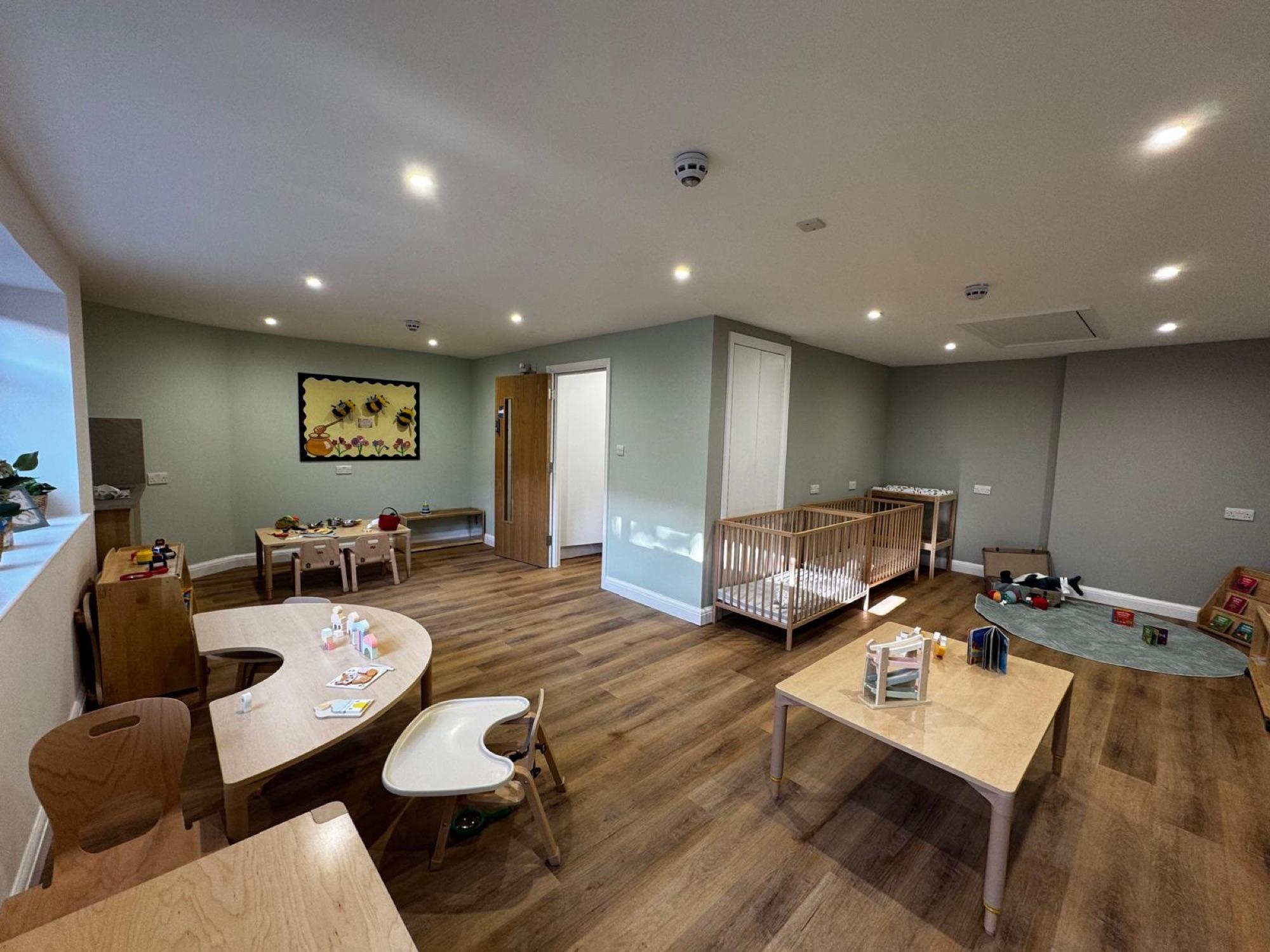 One of the finished rooms, furnished and ready for the children
