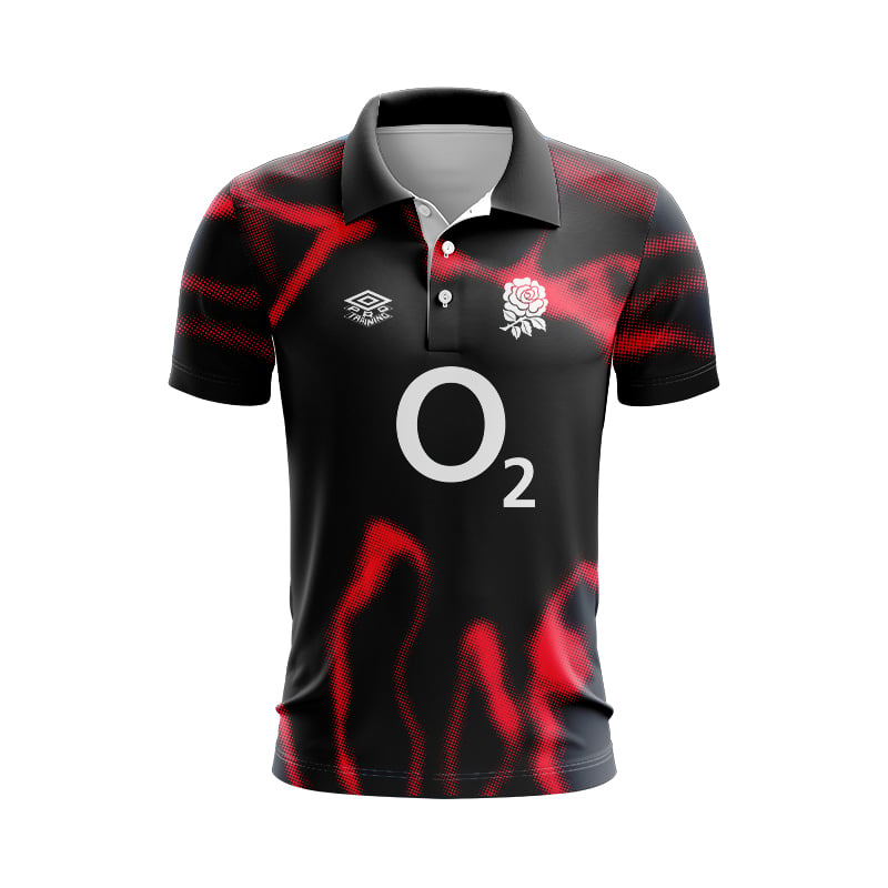 Men's England Rugby 2024/25 Third Warm Up Polo Shirt - Heatmap
