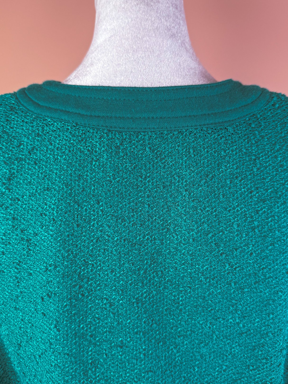 Teal Tempo Dress featuring a textured fabric and classic neckline, designed for women in a 1980s style.