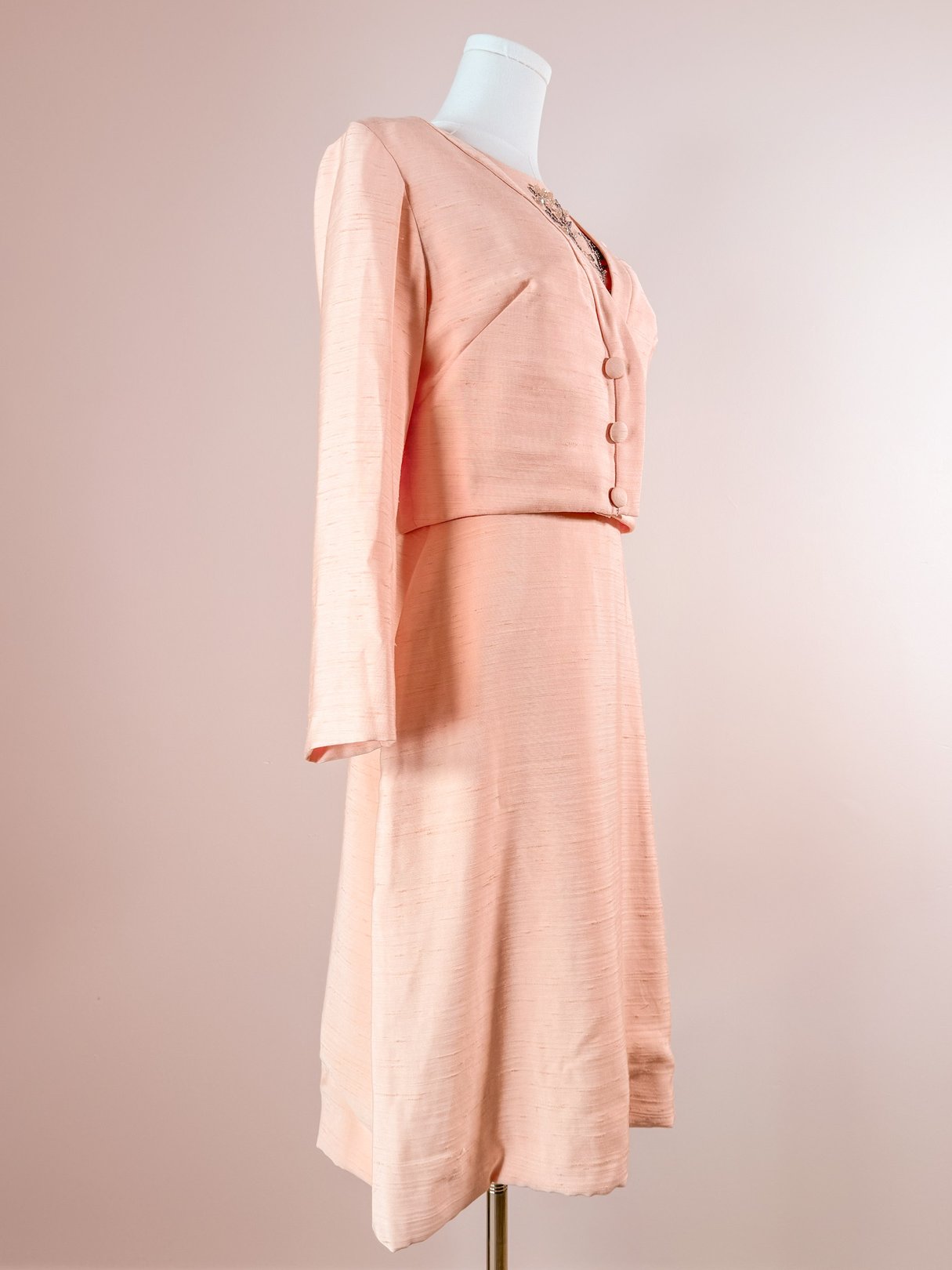 Peach Beaded Cocktail Dress Set