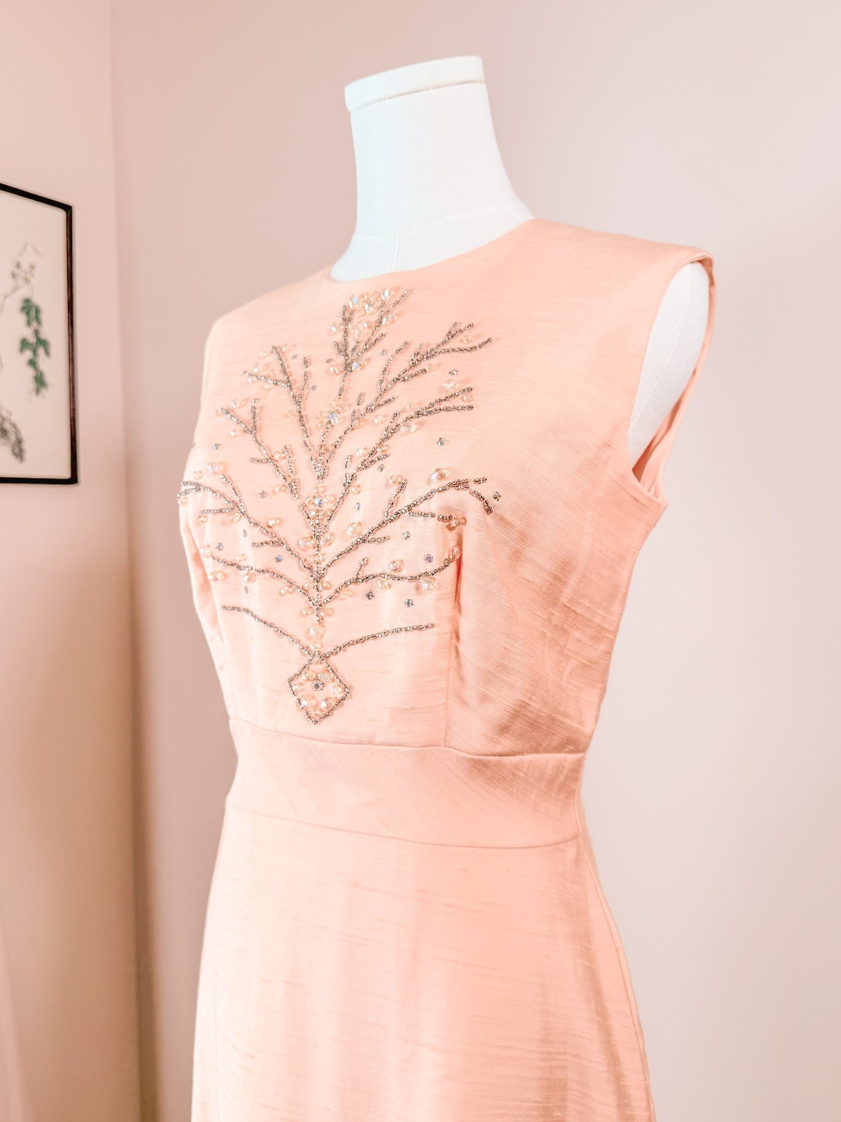 Peach Beaded Cocktail Dress Set