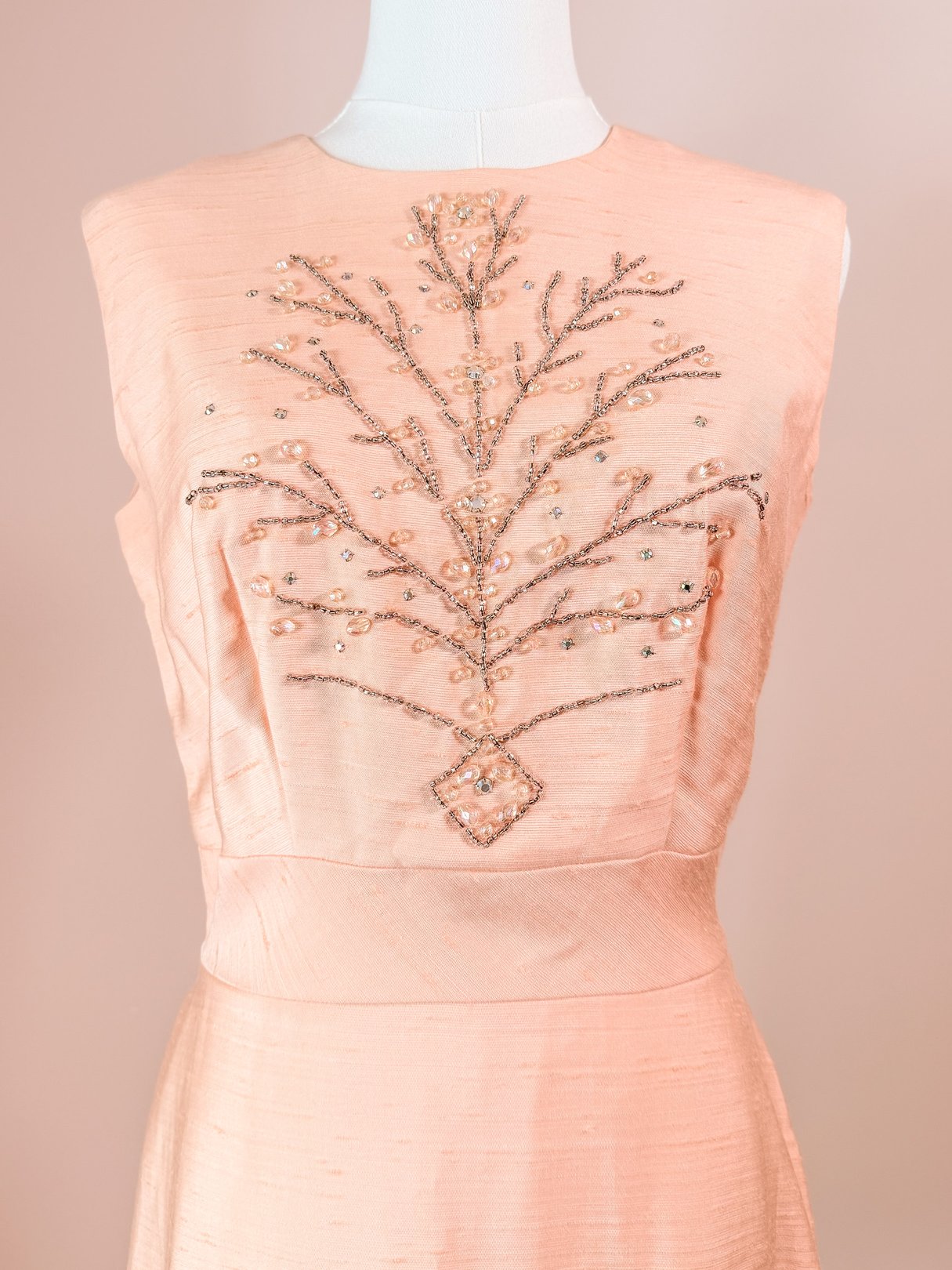 Peach Beaded Cocktail Dress Set