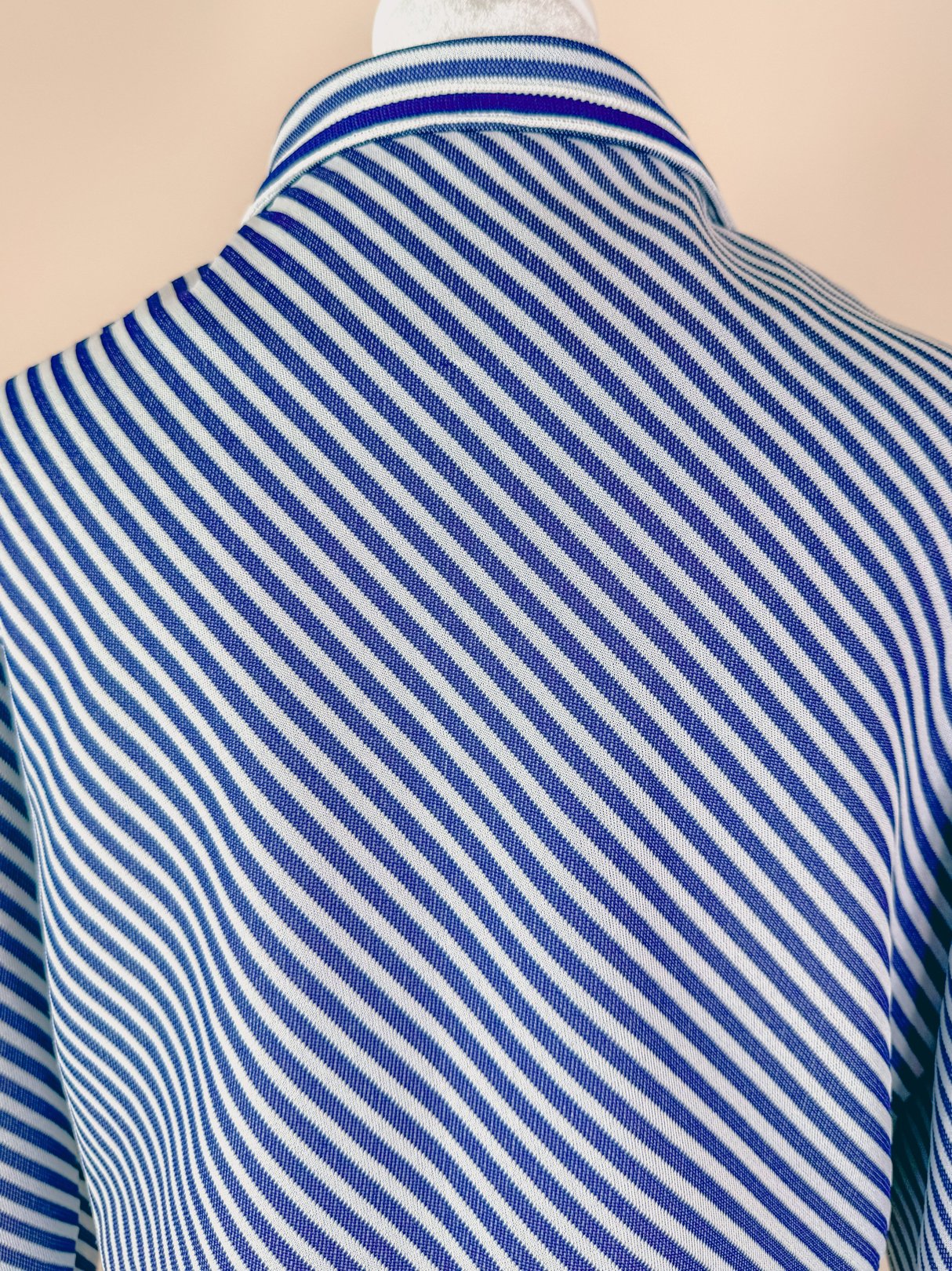 Navy blue 1960s women's Rue de Swing jacket featuring a striped pattern.