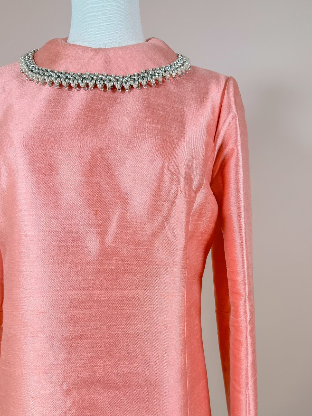 Pearl Collar Pink Shift Dress