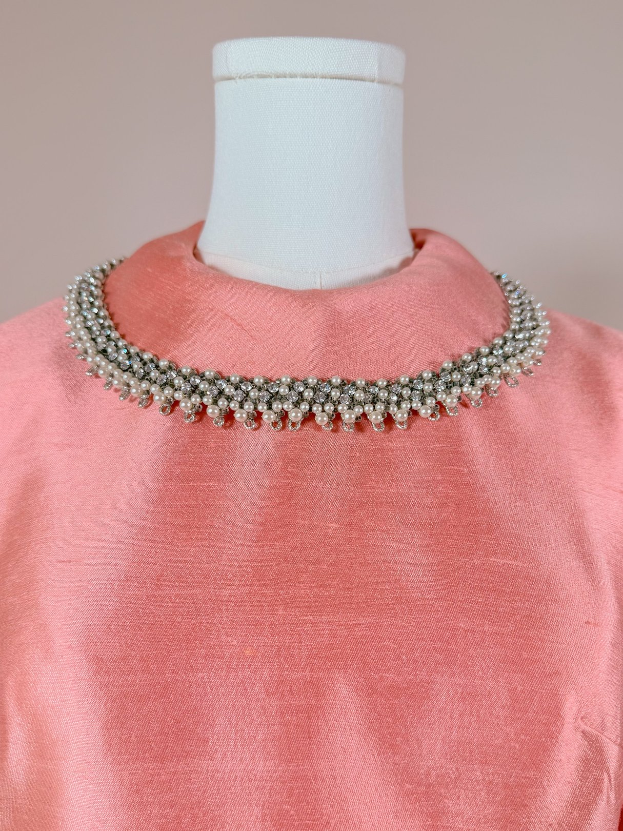 Pearl Collar Pink Shift Dress