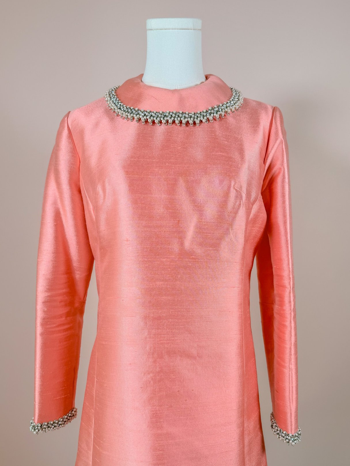 Pearl Collar Pink Shift Dress