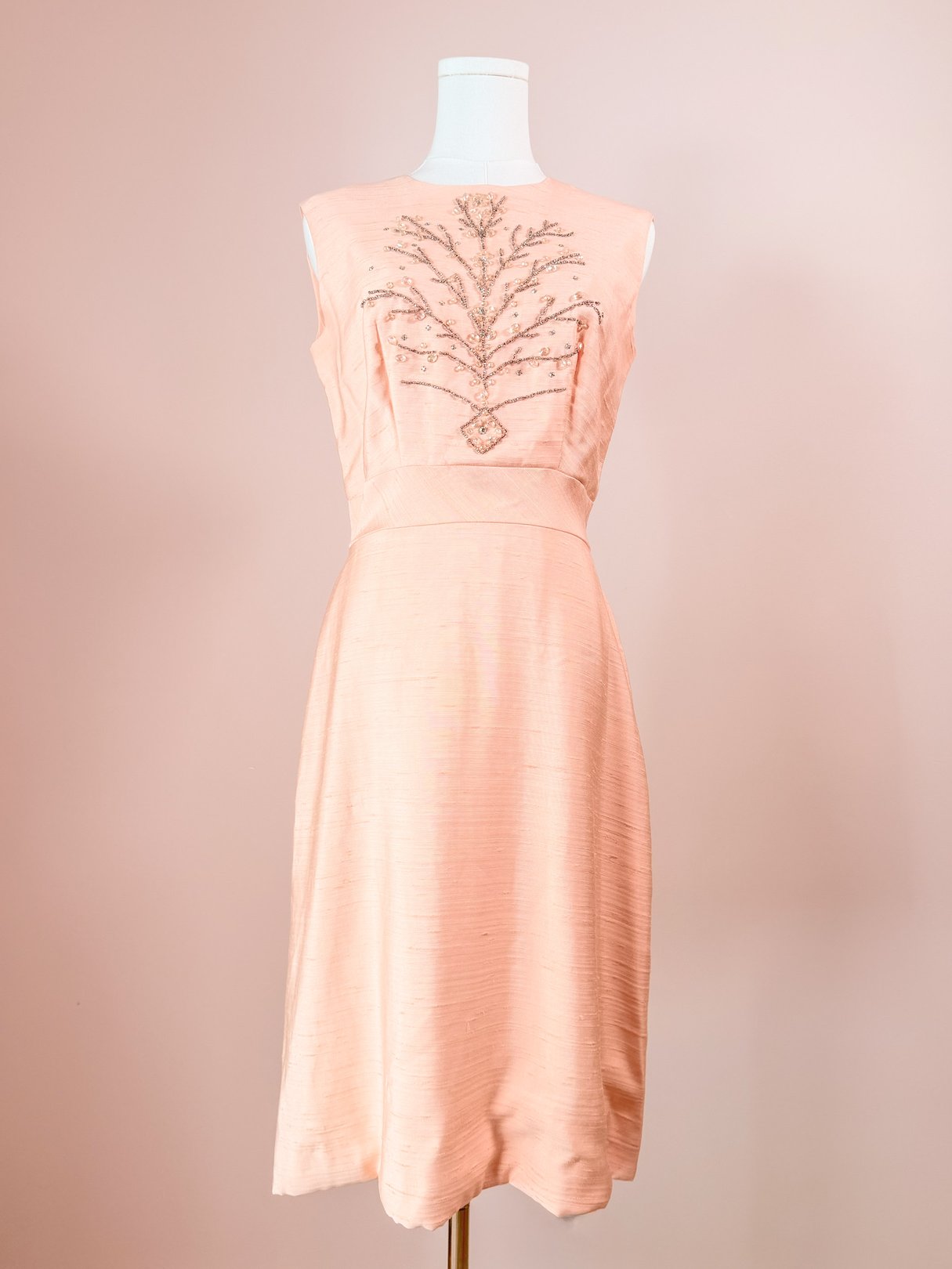 Peach Beaded Cocktail Dress Set