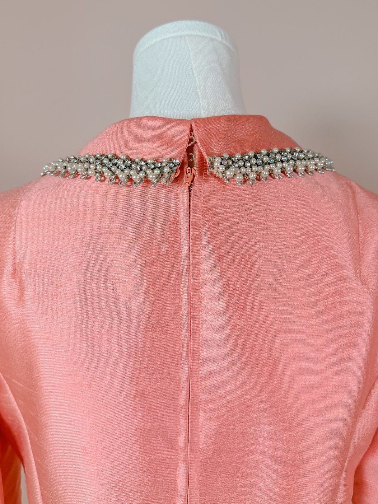 Pearl Collar Pink Shift Dress
