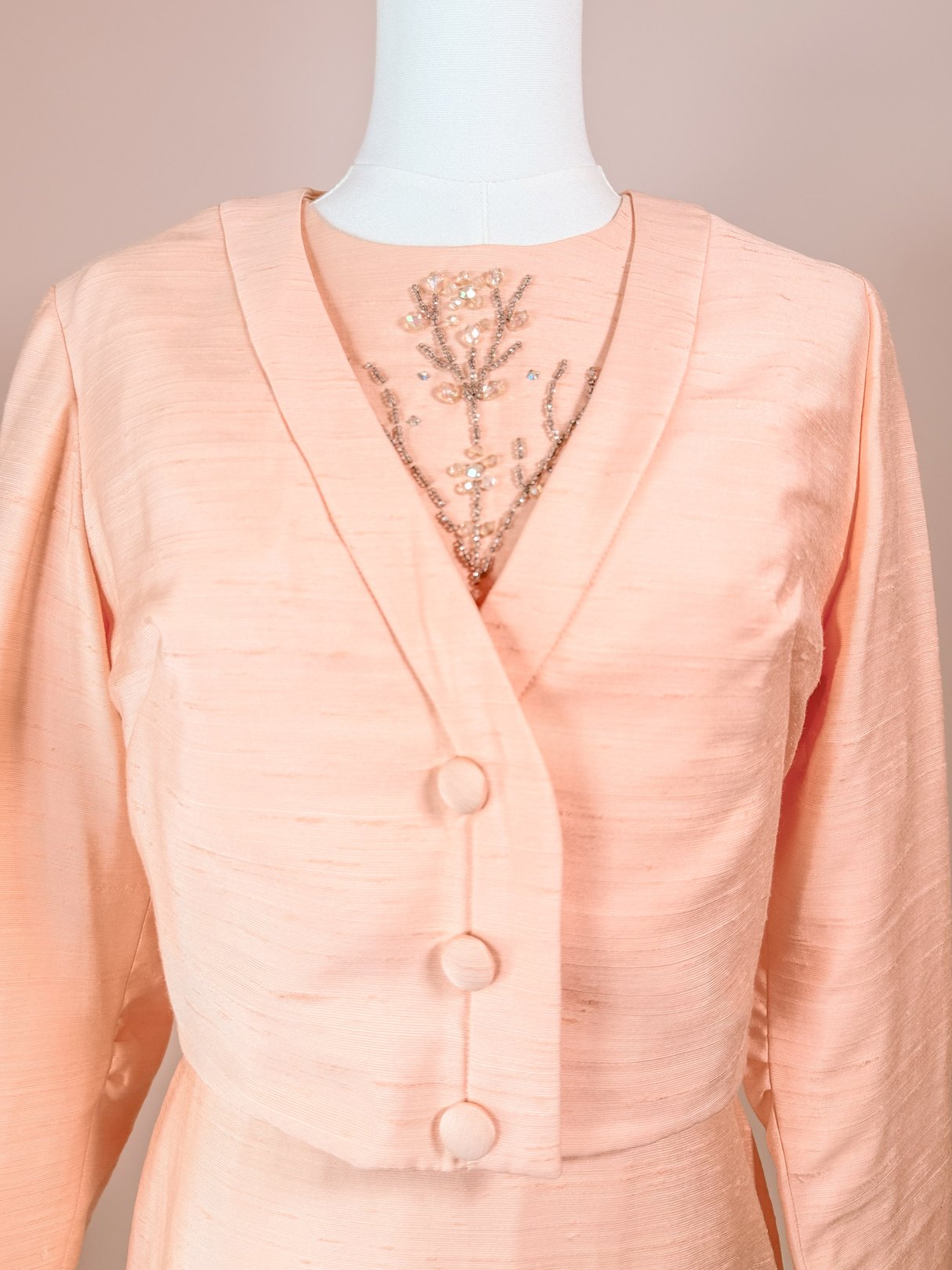 Peach Beaded Cocktail Dress Set