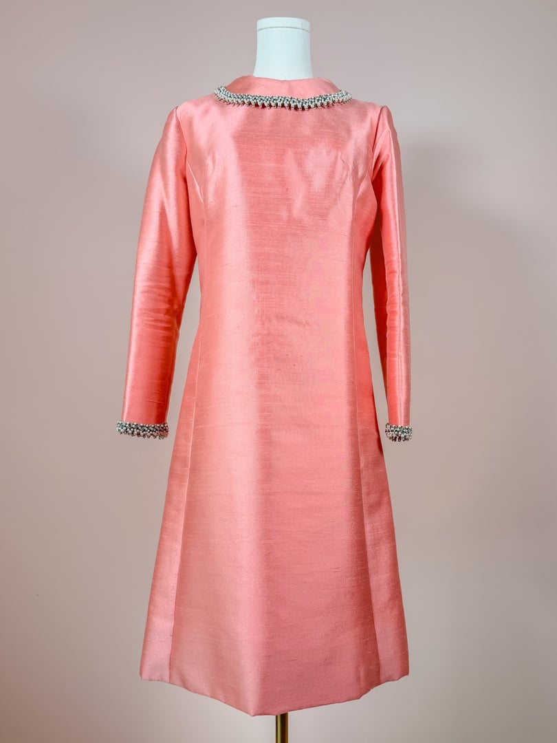 Pearl Collar Pink Shift Dress