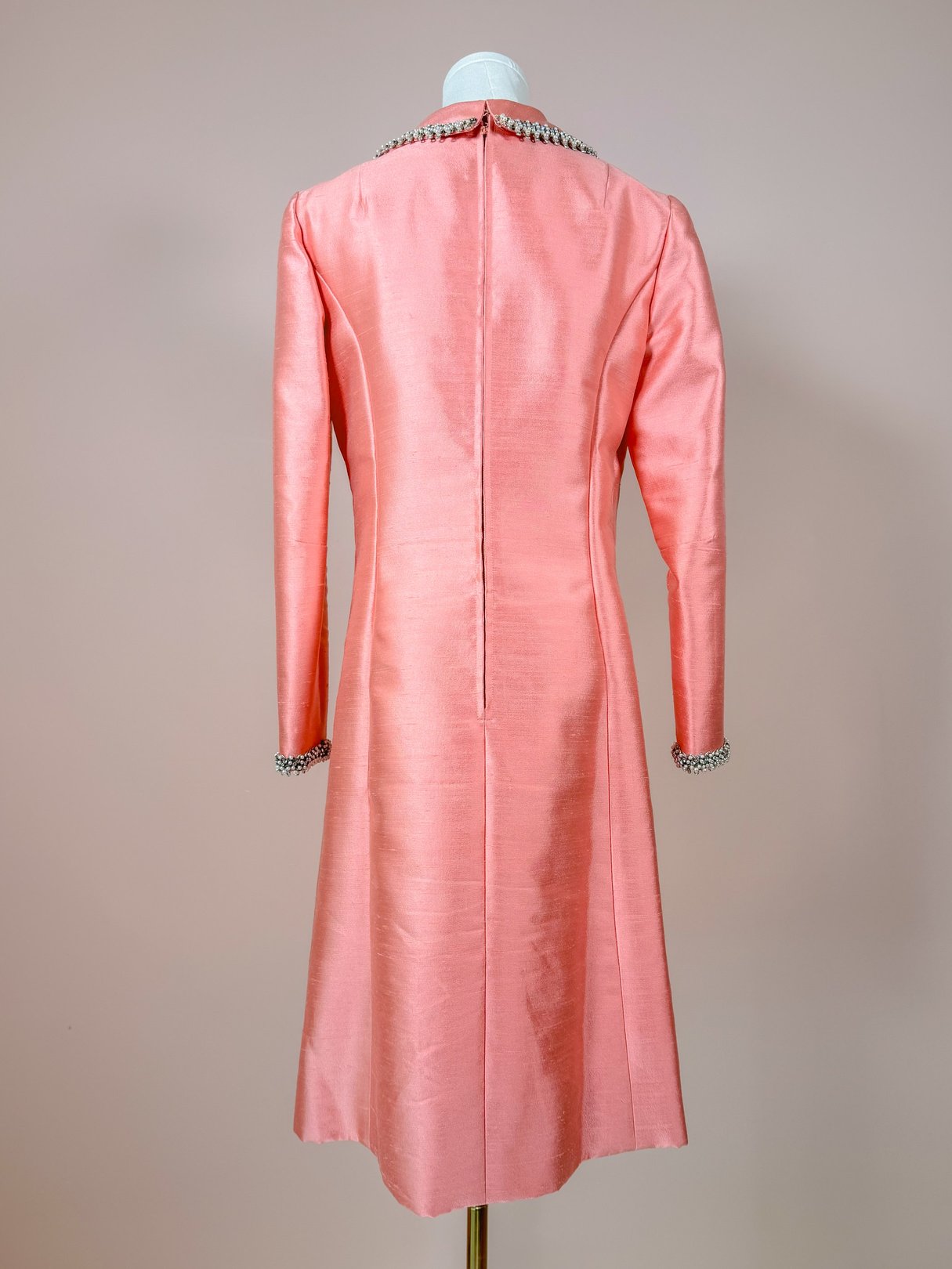 Pearl Collar Pink Shift Dress