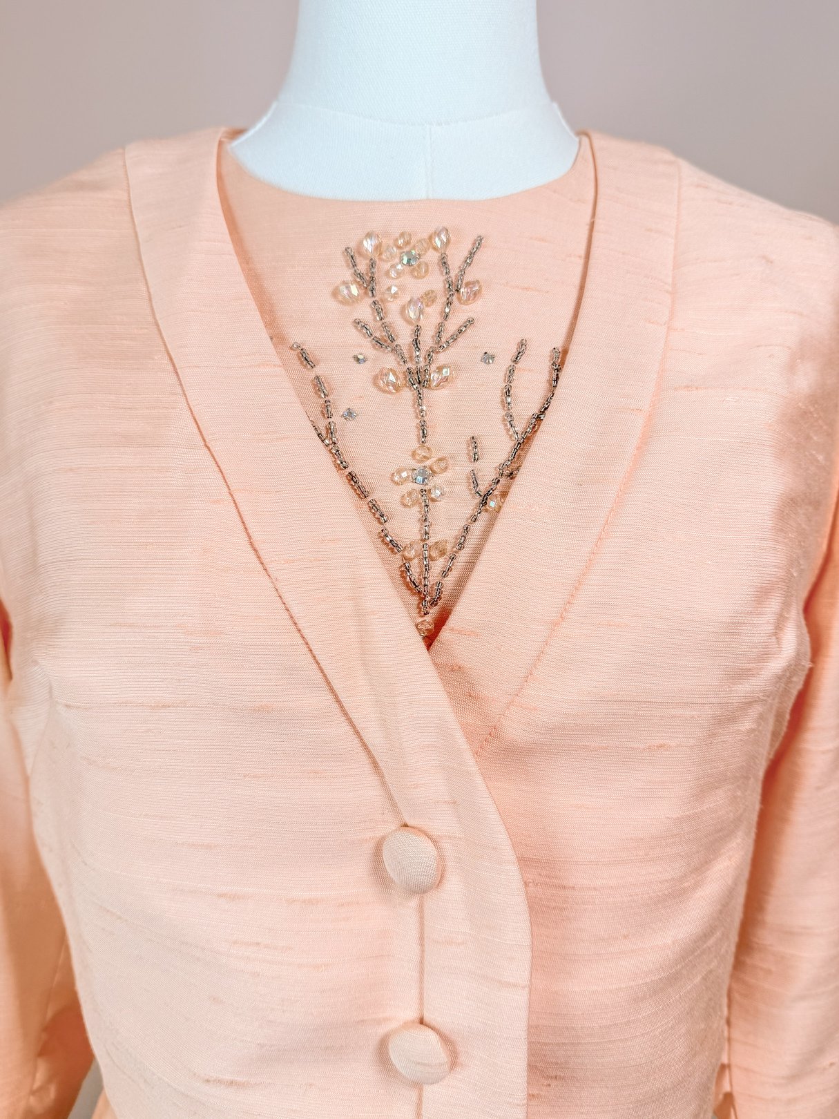 Peach Beaded Cocktail Dress Set