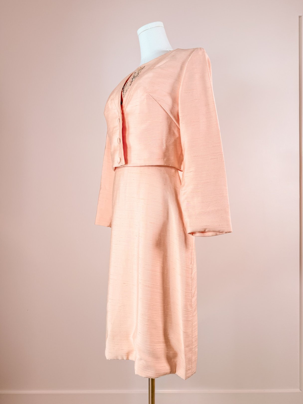 Peach Beaded Cocktail Dress Set