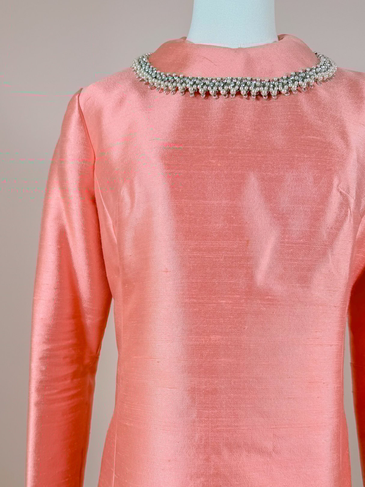 Pearl Collar Pink Shift Dress