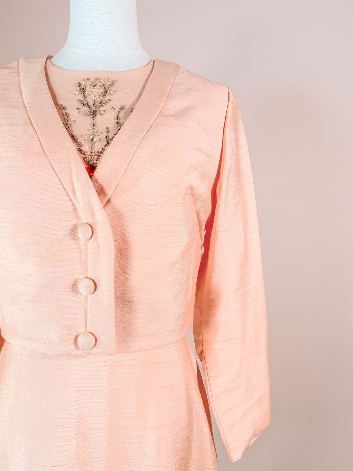 Peach Beaded Cocktail Dress Set