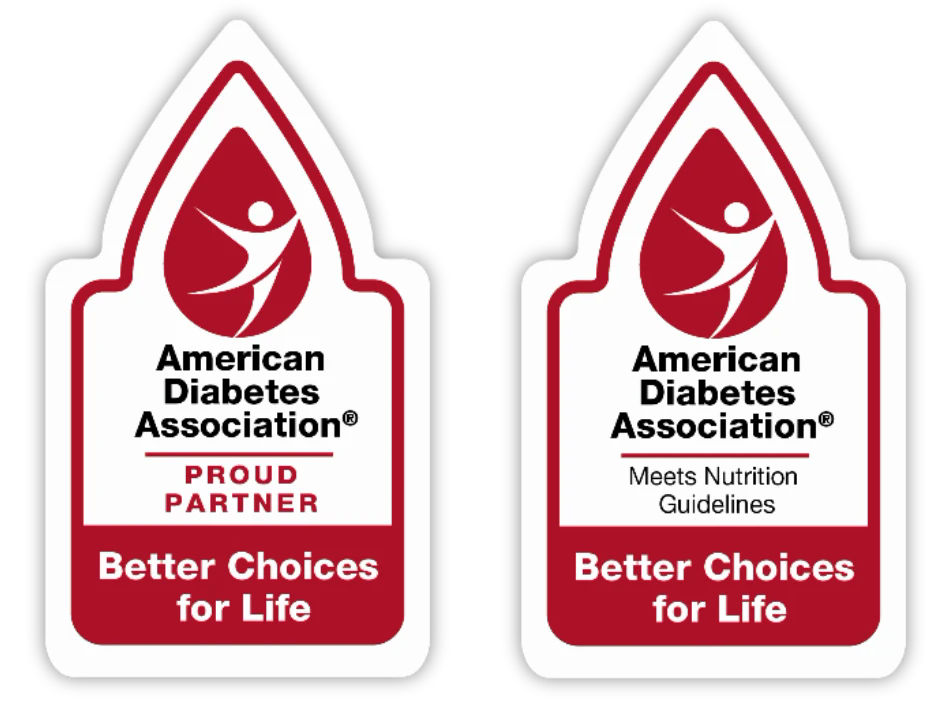 ADA Proud Partner and ADA Meets Nutrition Guidelines certification badges