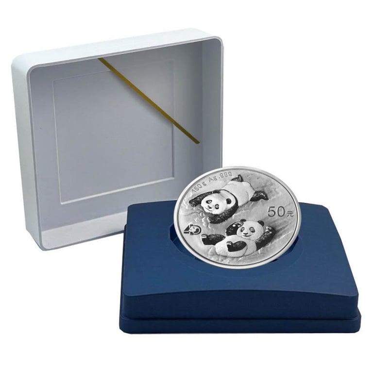 Silver China Panda 150 g - 40th Anniversary - PF - 2022 in the original coin case
