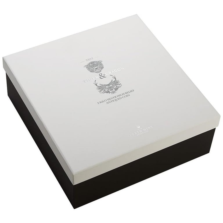 Original coin case of the Silver Dragon & Tiger 2000 g Antique Finish - High Relief - 2022