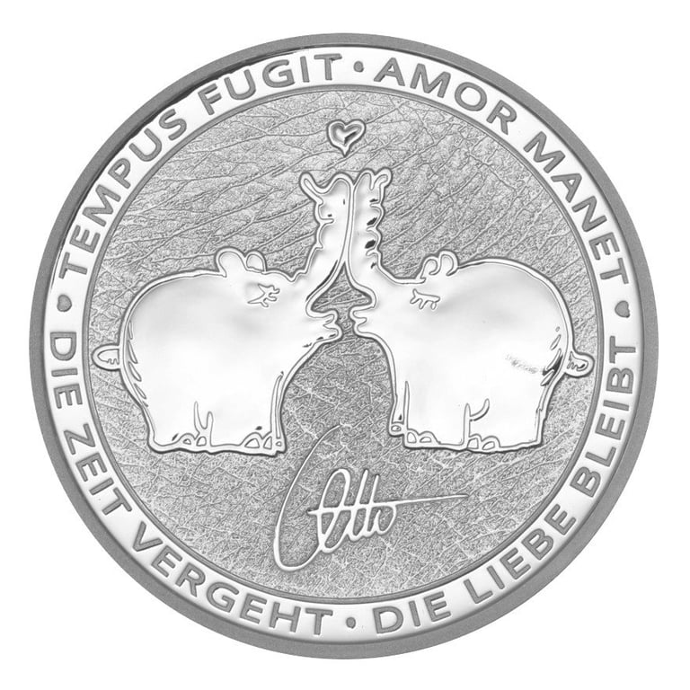 Front of the Silver Kissing Ottifants 1 oz - Perth Mint 2020