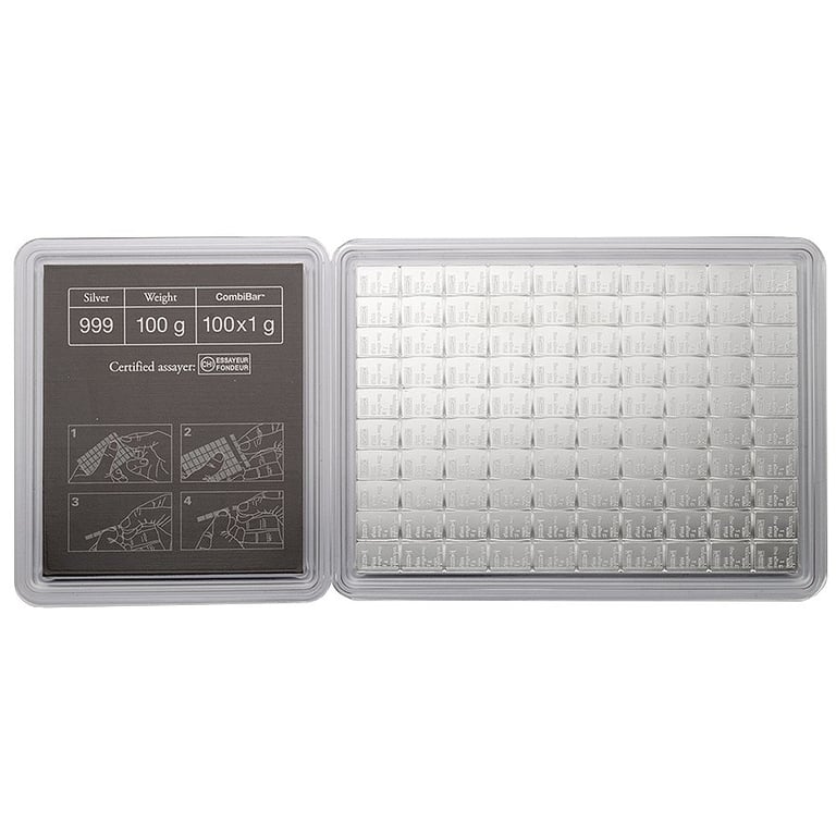 Back of the Silver CombiBar® 100 g