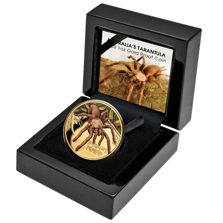 Gold Deadly & Dangerous 1 oz PF - Tarantula 2020 in the original coin case