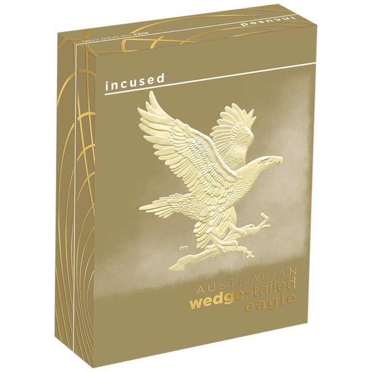 Original coin case of the Gold Wedge Tailed Eagle 1 oz PF - Incused Relief 2023