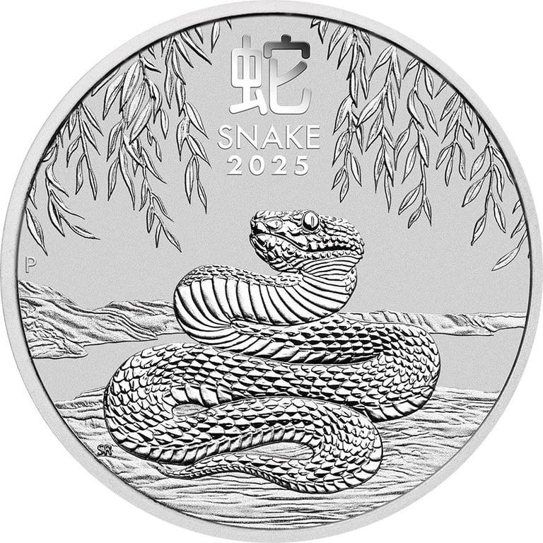 Front of the Silver Lunar III 1 oz - Snake 2025