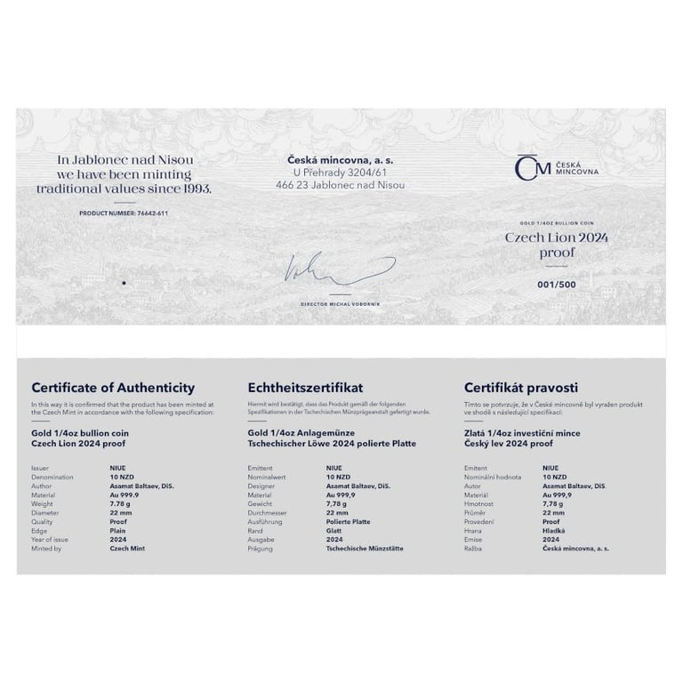 Certificate of authenticity